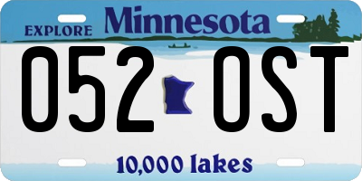 MN license plate 052OST