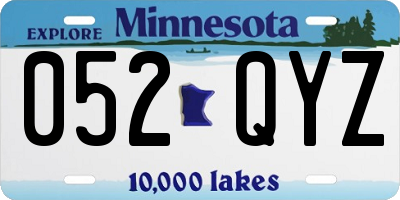 MN license plate 052QYZ