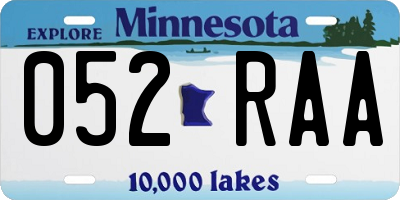 MN license plate 052RAA