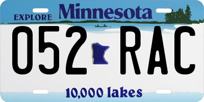 MN license plate 052RAC