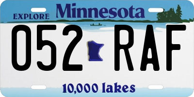 MN license plate 052RAF