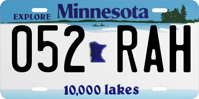 MN license plate 052RAH