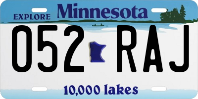 MN license plate 052RAJ