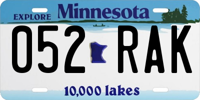 MN license plate 052RAK