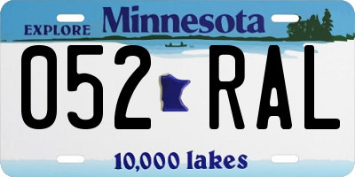 MN license plate 052RAL