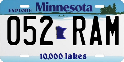 MN license plate 052RAM