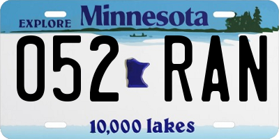 MN license plate 052RAN