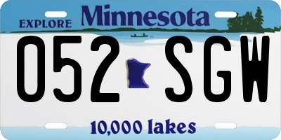 MN license plate 052SGW