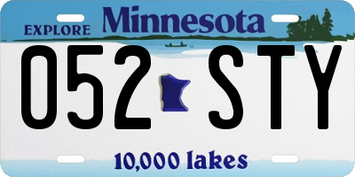 MN license plate 052STY