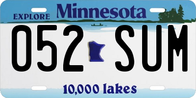 MN license plate 052SUM