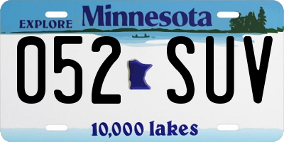 MN license plate 052SUV