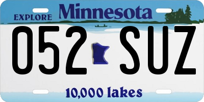 MN license plate 052SUZ