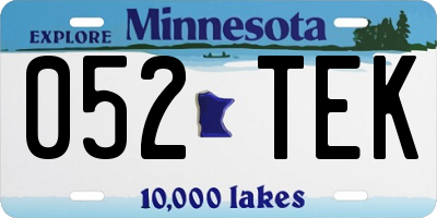 MN license plate 052TEK