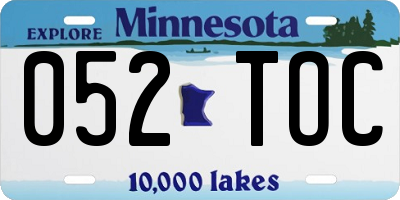 MN license plate 052TOC