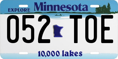 MN license plate 052TOE