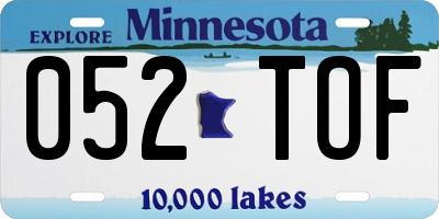 MN license plate 052TOF