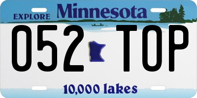 MN license plate 052TOP