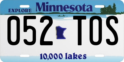 MN license plate 052TOS