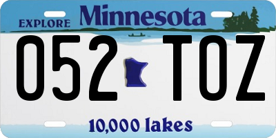 MN license plate 052TOZ