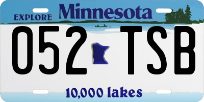 MN license plate 052TSB