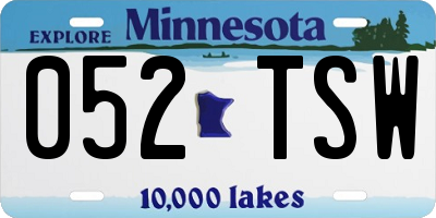 MN license plate 052TSW