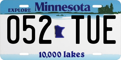 MN license plate 052TUE