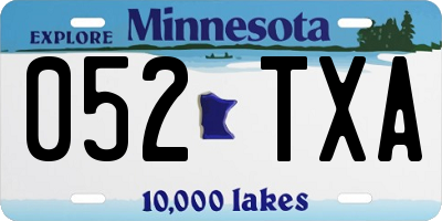 MN license plate 052TXA