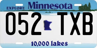 MN license plate 052TXB