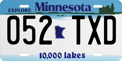 MN license plate 052TXD