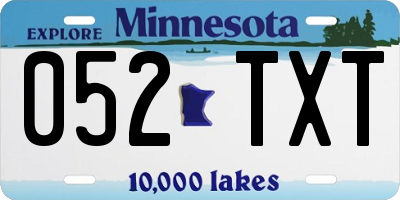MN license plate 052TXT