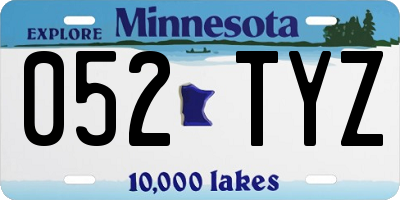 MN license plate 052TYZ