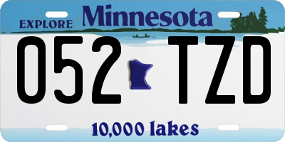 MN license plate 052TZD
