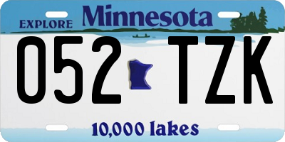 MN license plate 052TZK