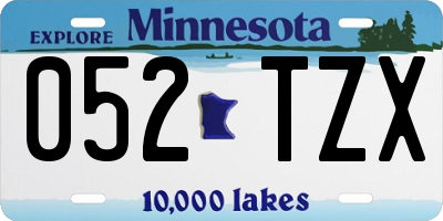 MN license plate 052TZX