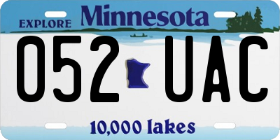 MN license plate 052UAC