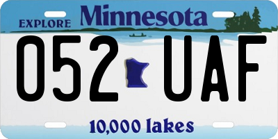 MN license plate 052UAF
