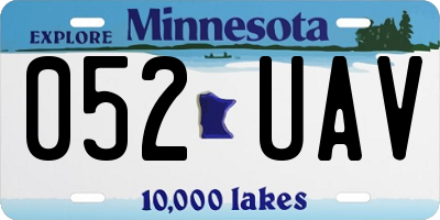 MN license plate 052UAV