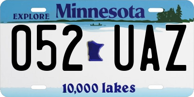 MN license plate 052UAZ
