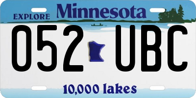 MN license plate 052UBC