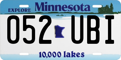 MN license plate 052UBI