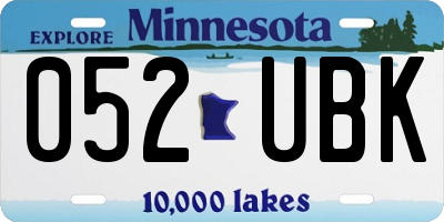 MN license plate 052UBK