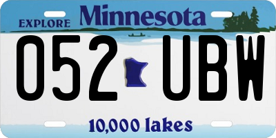 MN license plate 052UBW