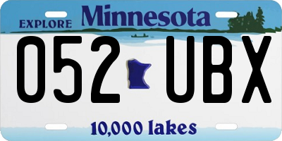 MN license plate 052UBX