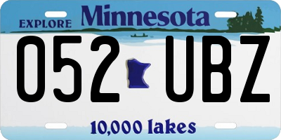 MN license plate 052UBZ