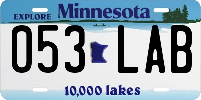 MN license plate 053LAB