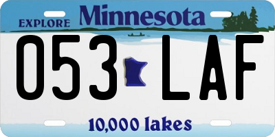 MN license plate 053LAF