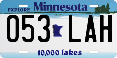 MN license plate 053LAH