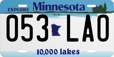 MN license plate 053LAO