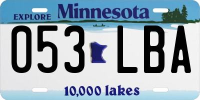 MN license plate 053LBA