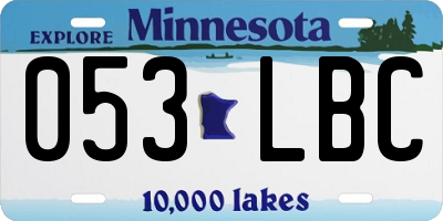 MN license plate 053LBC